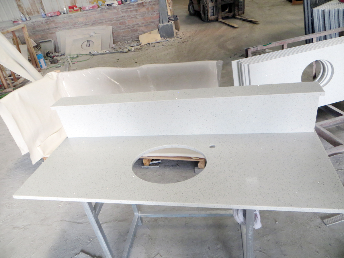 Artificial white Starlight quartz countertop Vanity Tops